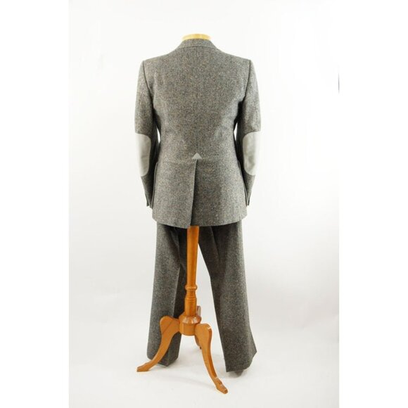 1970s men's tweed suit with elbow patches three piece suit with sweater vest - Picture 4 of 10